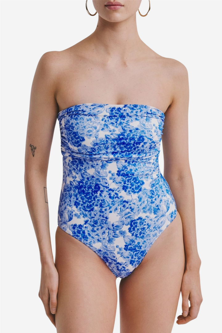 Bandeau Swimsuit Azure Meadow