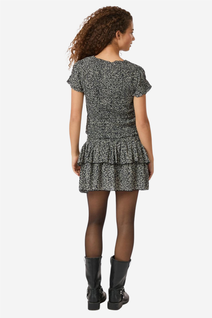Carin Flower Check Skirt Black