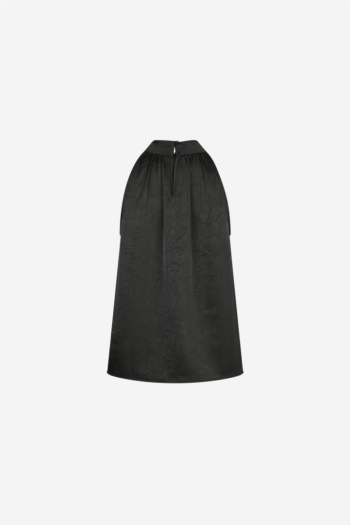 Rosette Crinkle Sateen Top Black