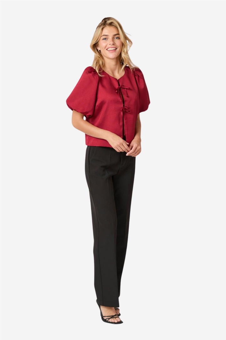 Aska Dull Satin Blouse Wine