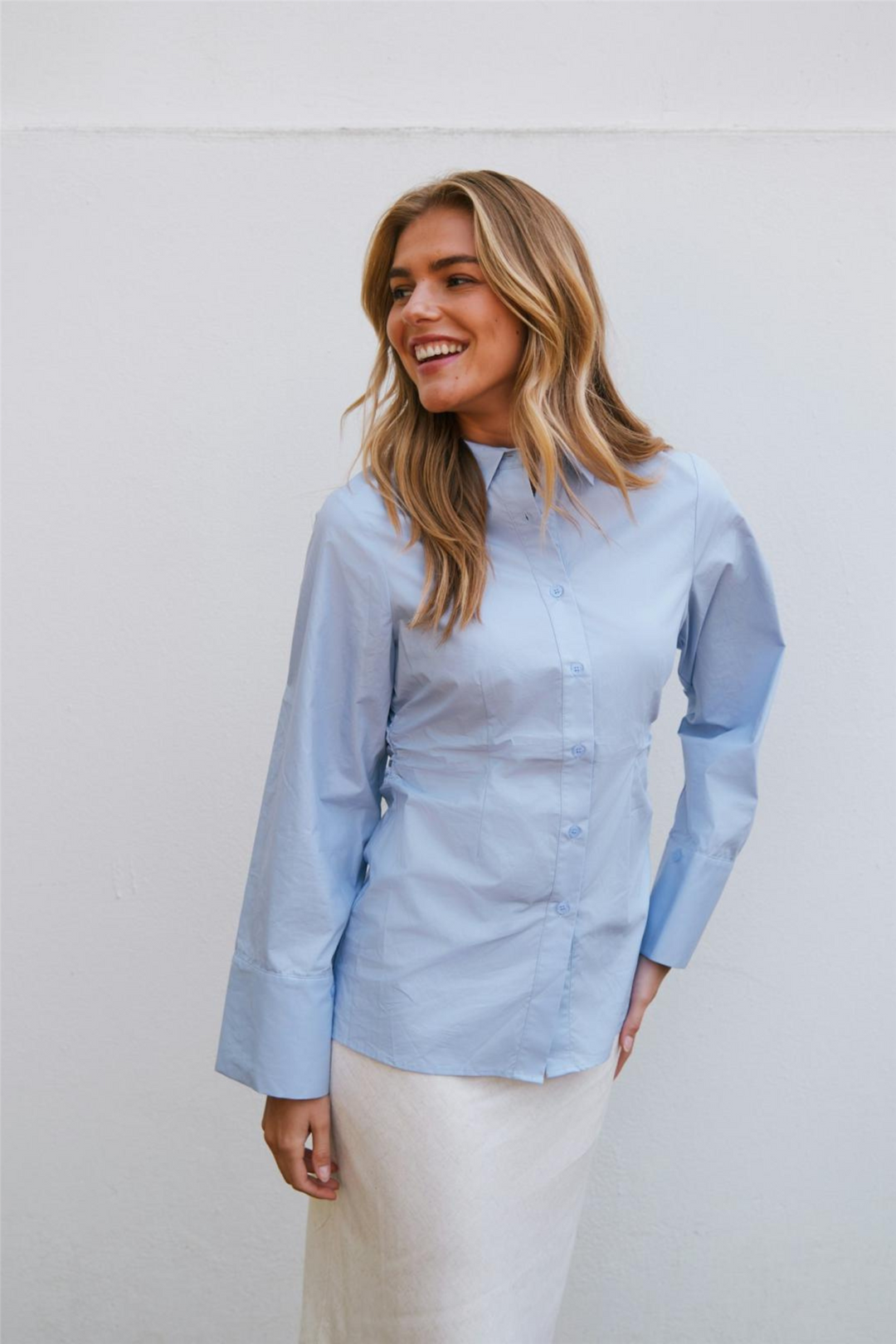 Caroli Poplin Shirt Light Blue