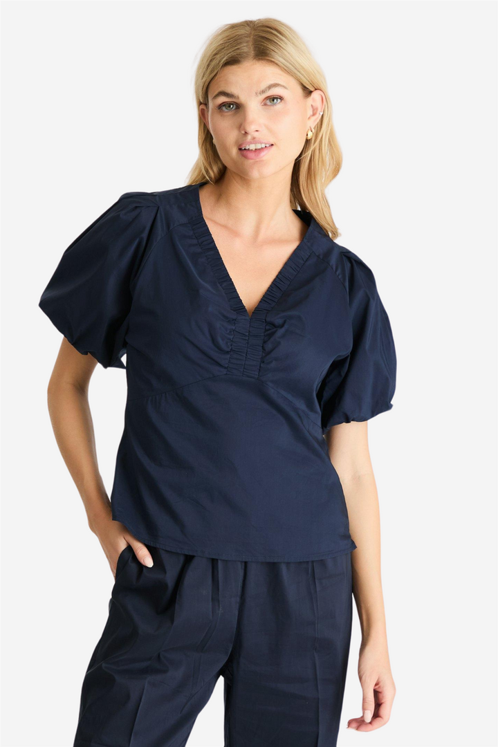 Irina Poplin Blouse Navy