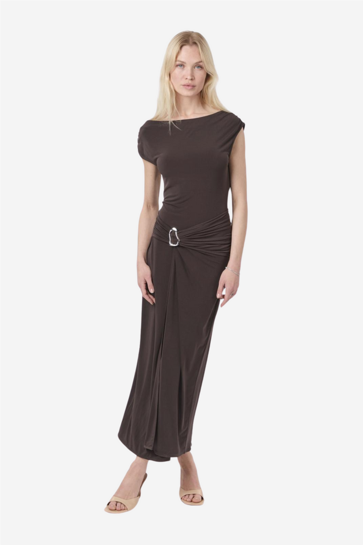 Minja drapy dress chocolate brown