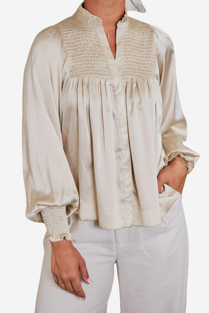Jill Smooth Satin Blouse Champagne