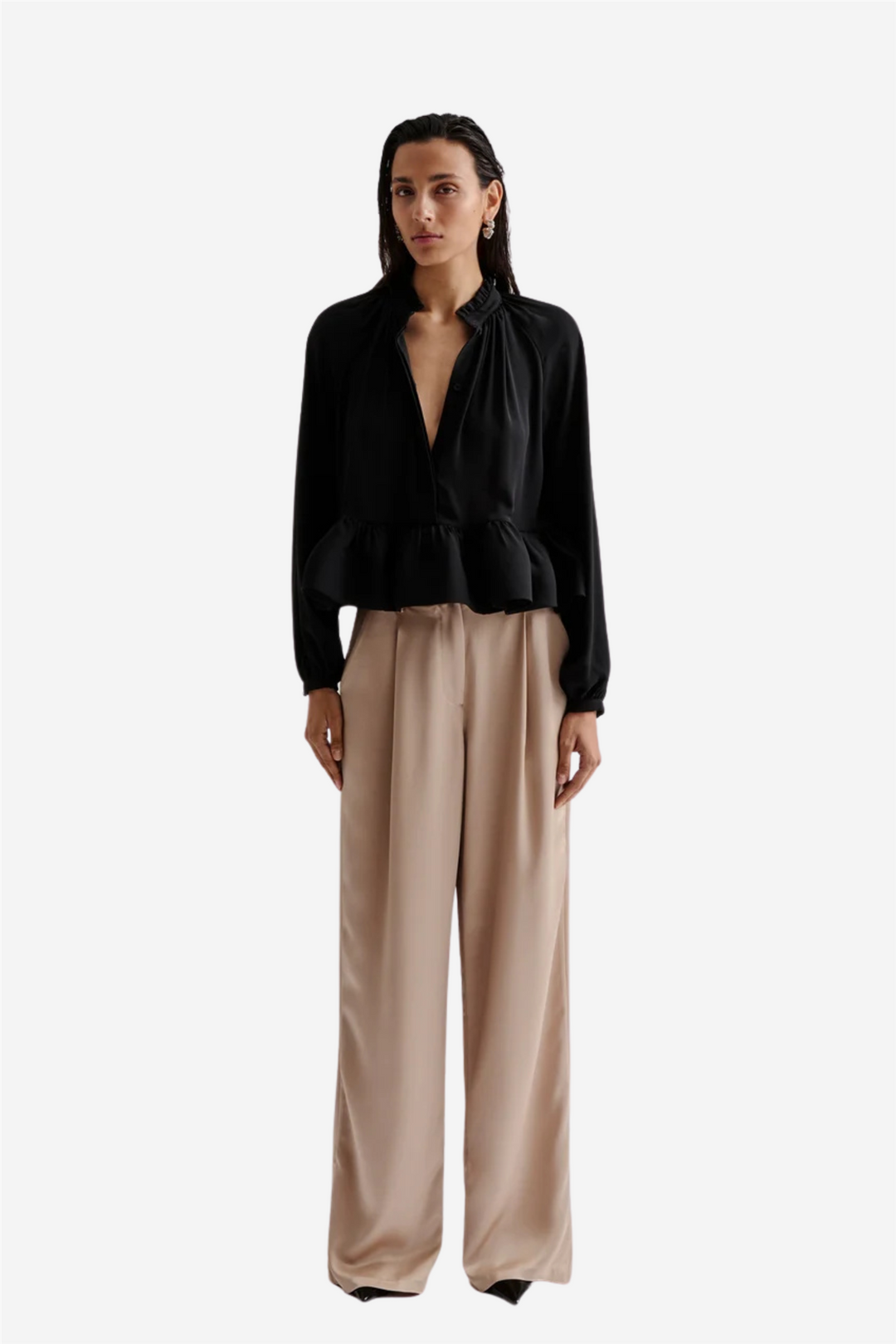 Alva frill detailed cropped blouse