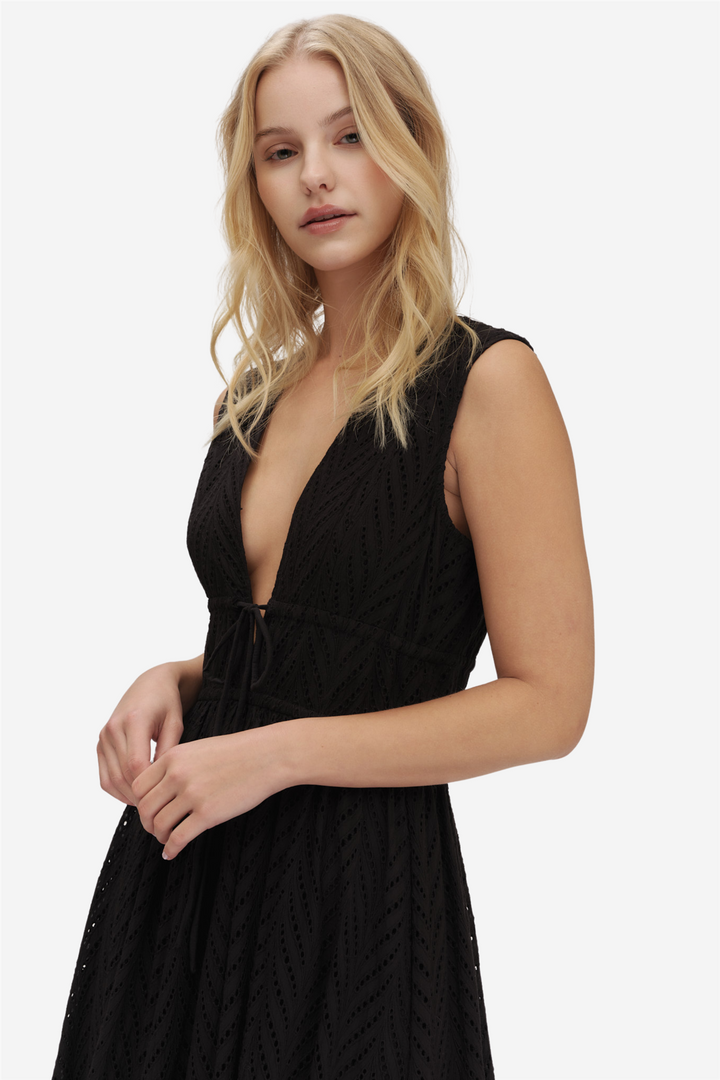 Kathy Herringbone Dress Black