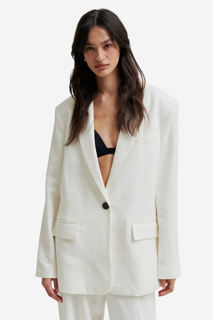 Lino New Fit Blazer White Alyssum