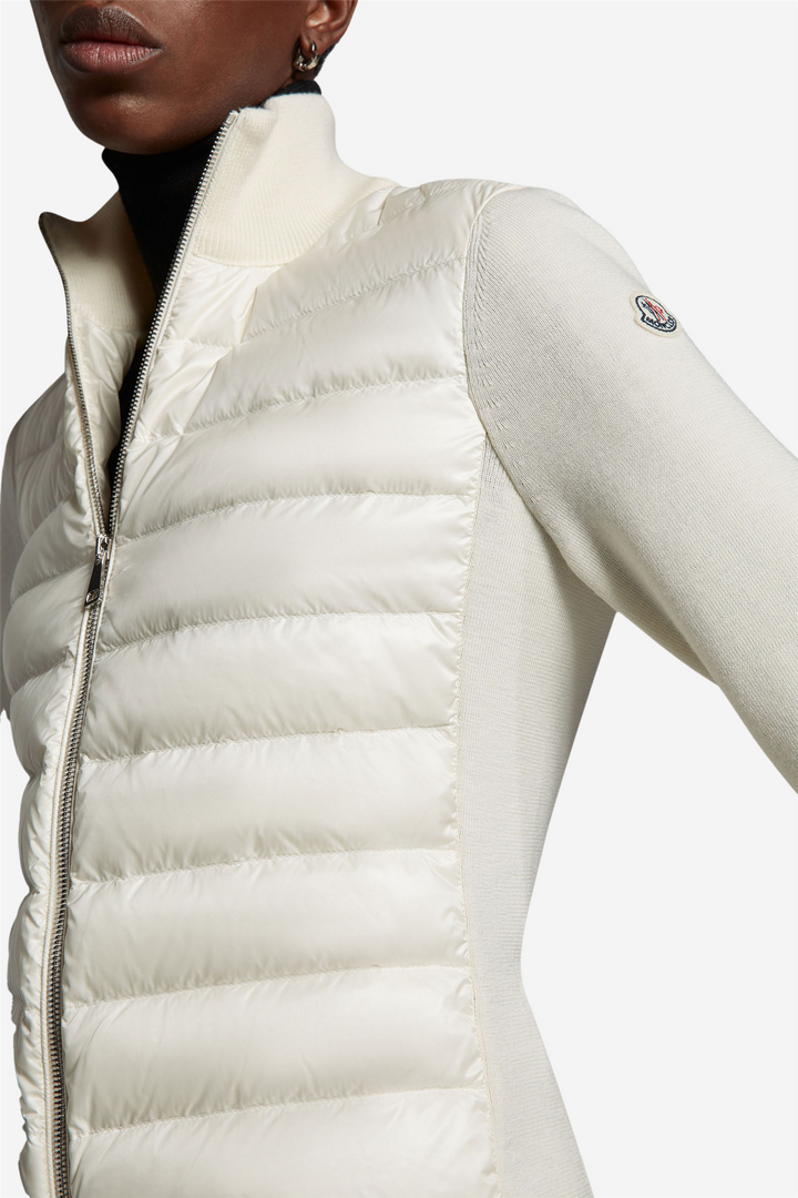 Padded Wool Cardigan White