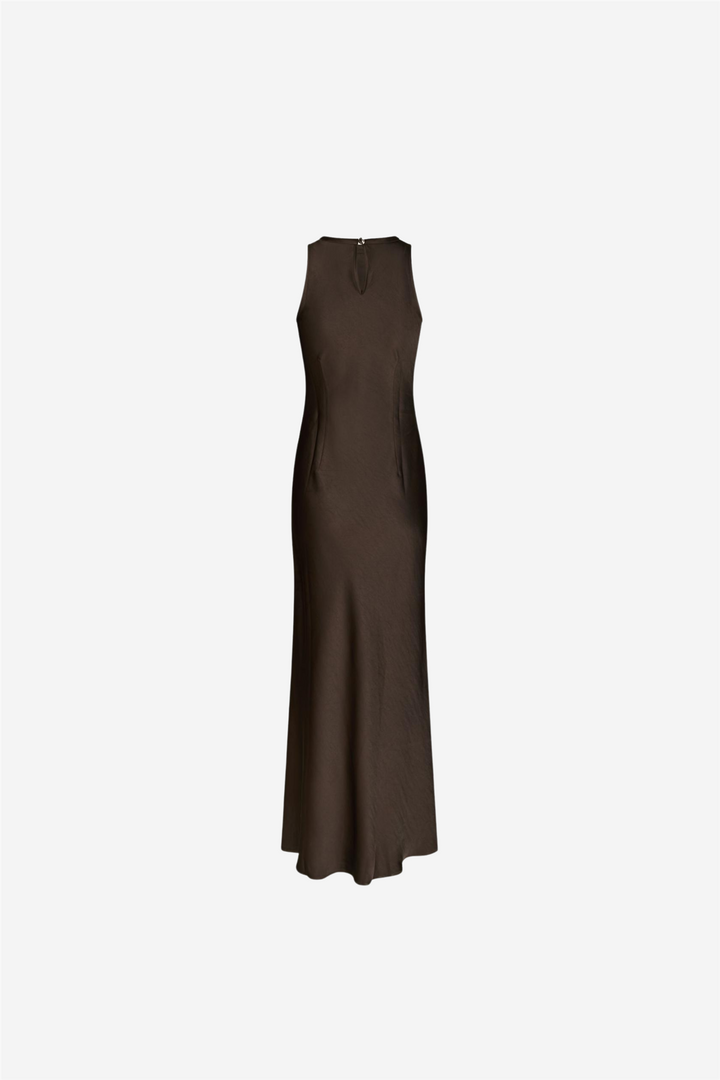 Celinie Heavy Sateen Dress Dark Brown
