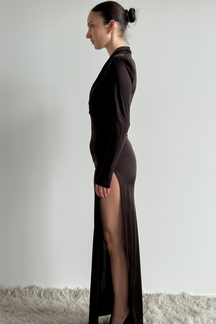 Midnight dress long Brown