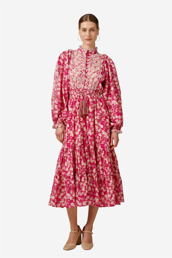 Cotton slub midi dress Poppy Meadow
