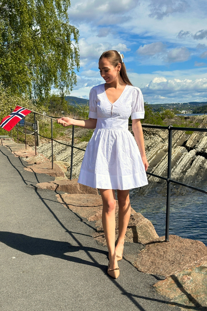 Zenda Embroidery Dress White