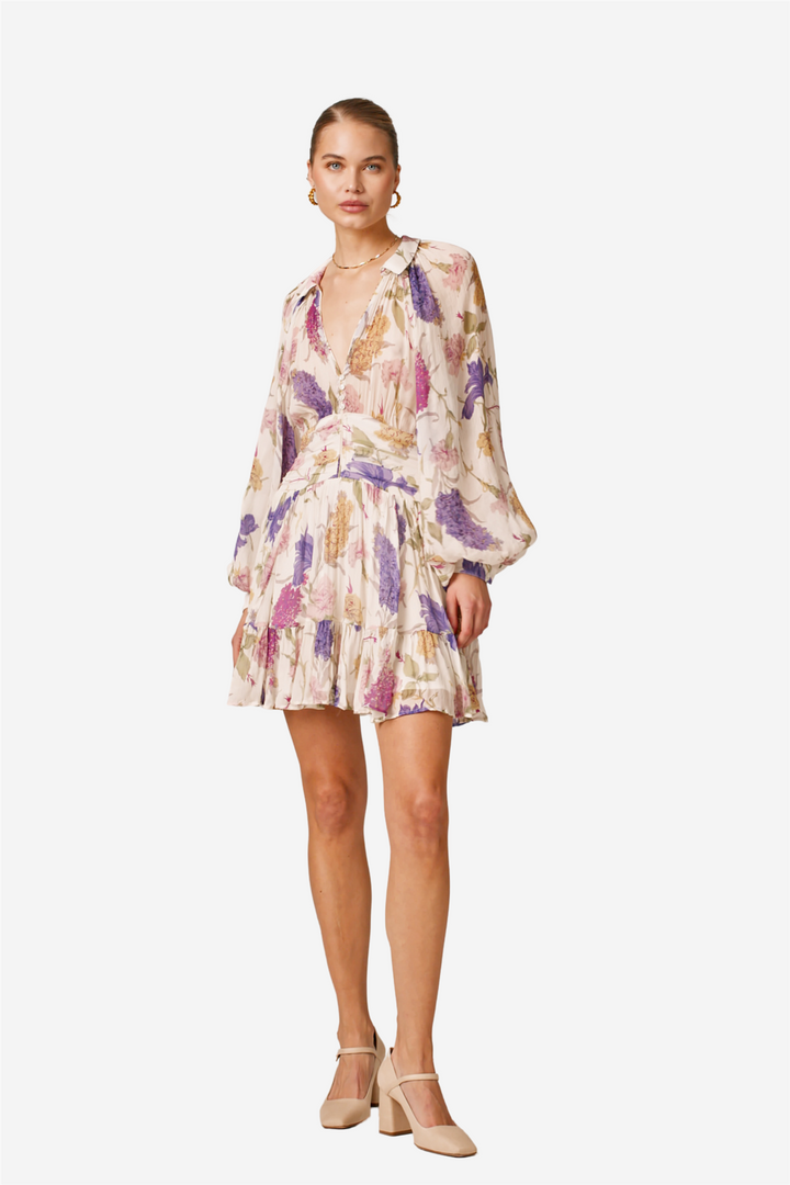 Chiffon Mini Dress Flower Garden