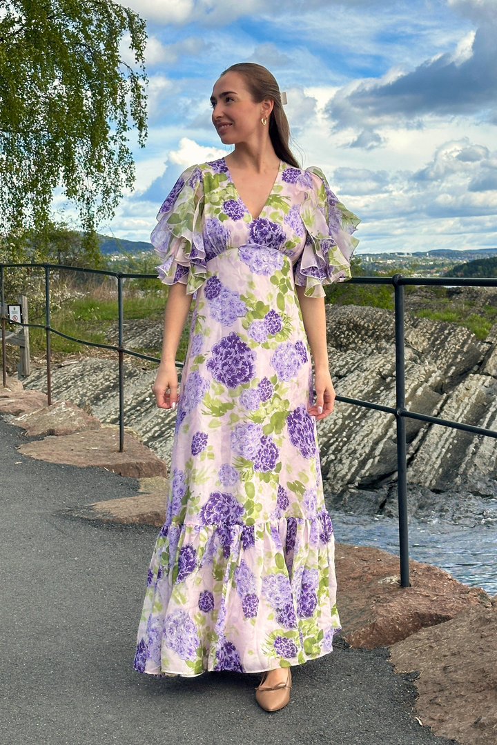 Cupro Maxi Dress Purple Flowerfield