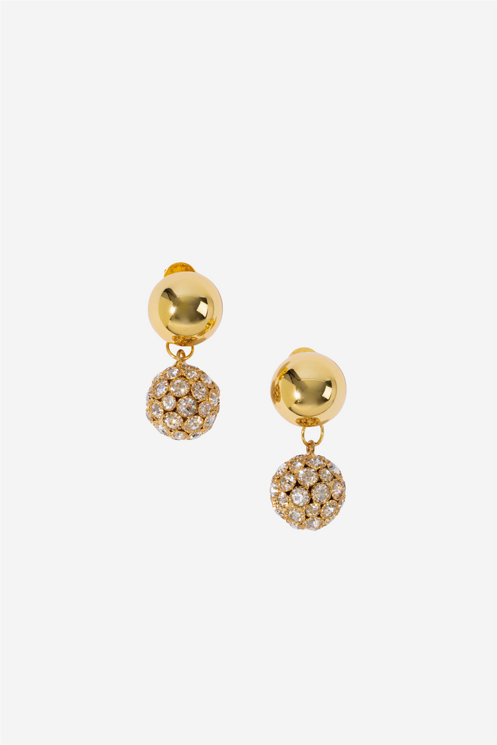 Crystal Sphere Stud Gold