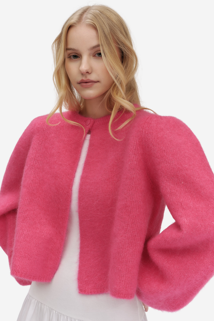 Amelia Chunky Cardigan Raspberry