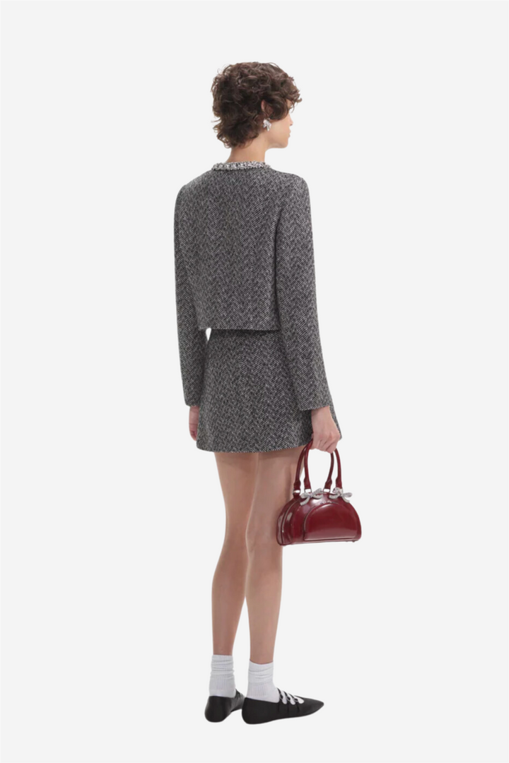 Black Herringbone Embellished Jacket