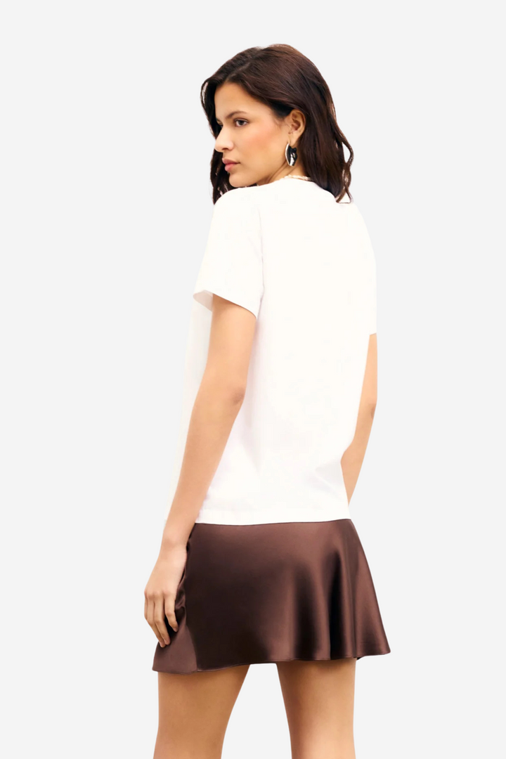 Crewneck Short Sleeve Heart T-Shirt Blanc