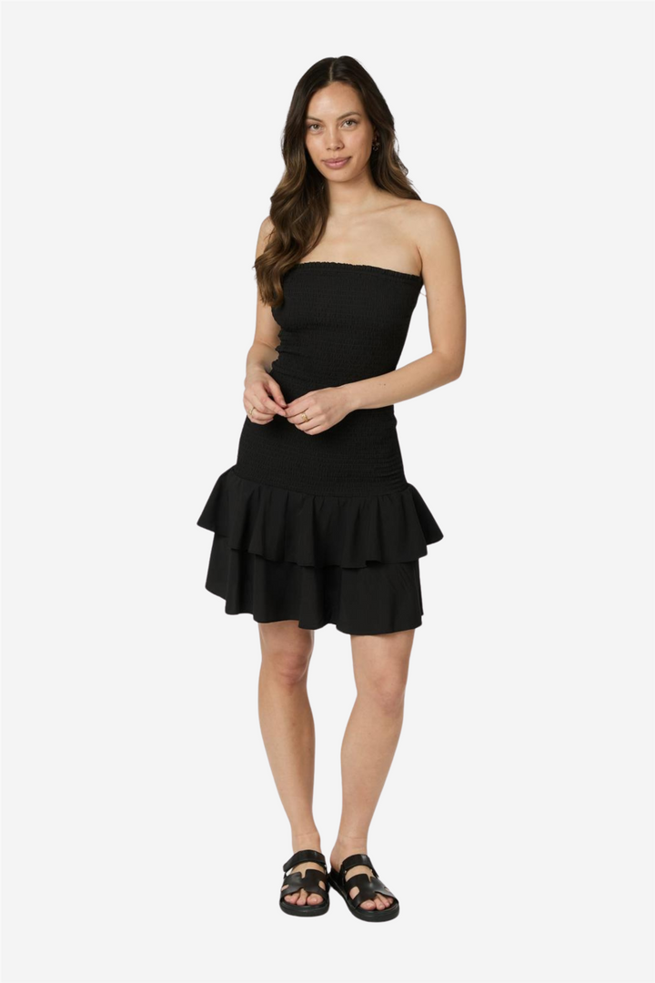 Mikka Solid Smock Dress Black