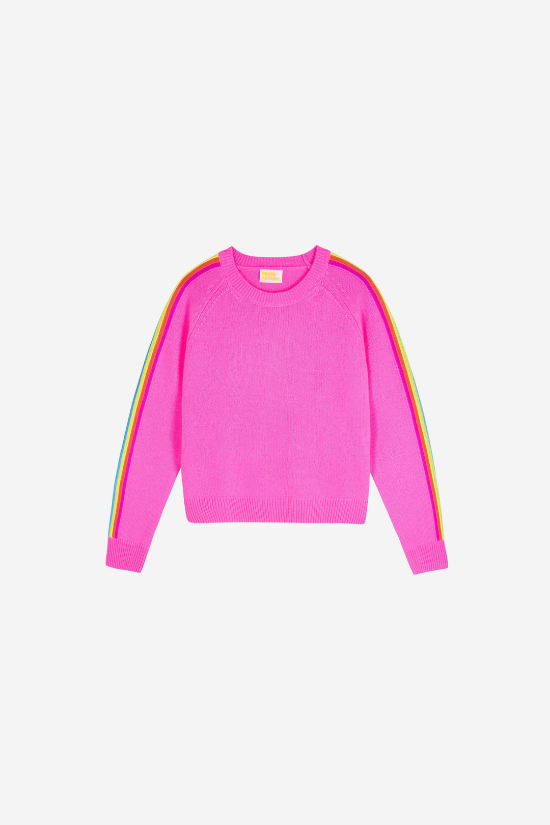 Crewneck Sweater Stripes Multicolor Sleeves Paradise Pink