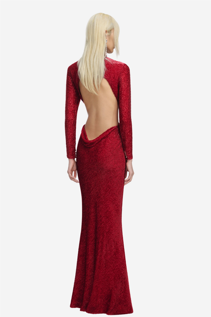 Red Fil Coupe Maxi Dress