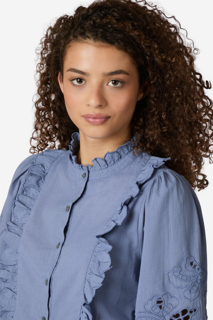 Petrine Embroidery Bloouse Dusty Blue