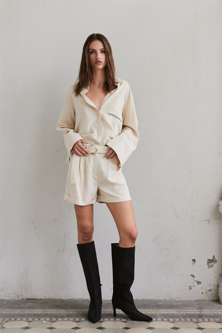 ZEPHYR LINEN SHORTS STRAW