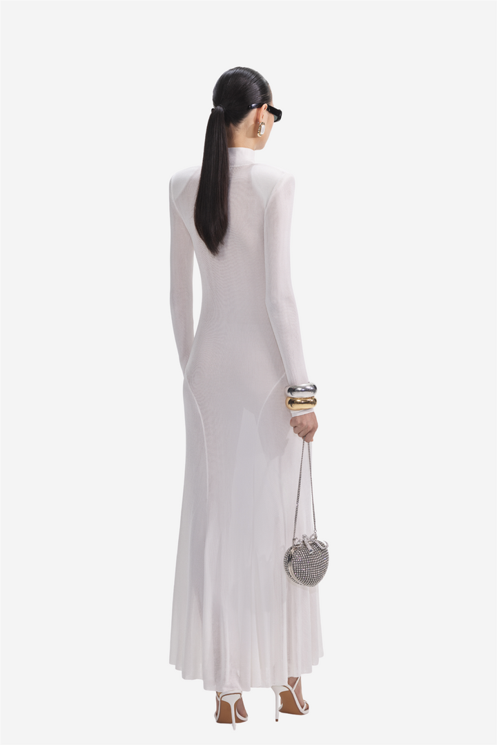 White Viscose Knit Maxi Dress