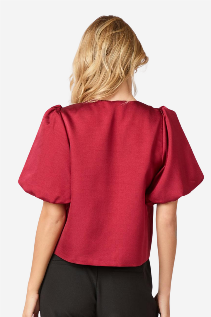 Aska Dull Satin Blouse Wine
