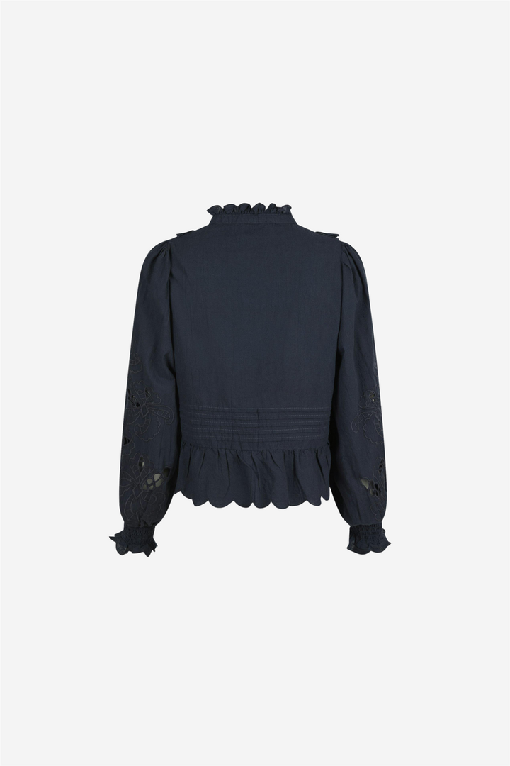 Petrine Embroidery Bloouse Navy