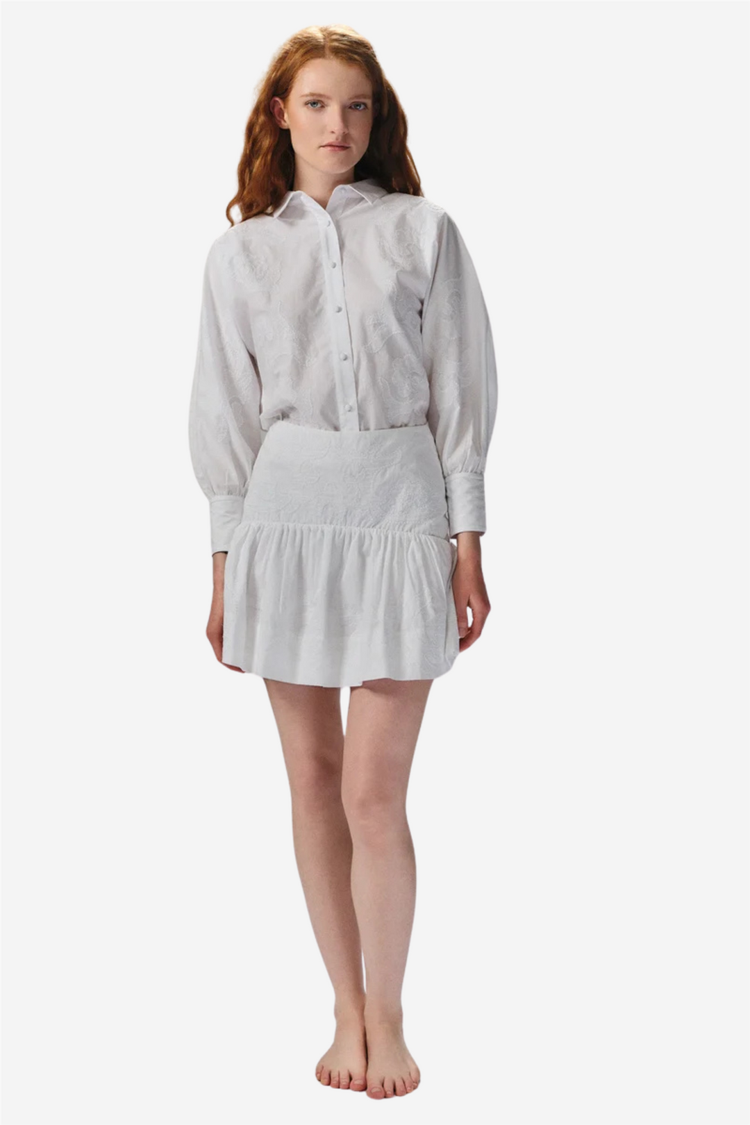 Anya Embroidery Skirt White