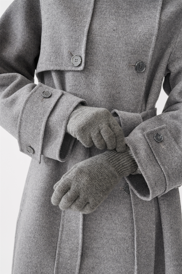 Knitted Wool Gloves Gray Melange