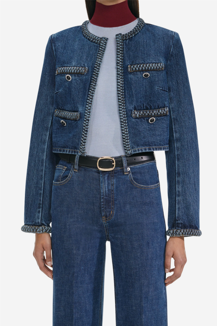 Braided Denim Jacket Blue