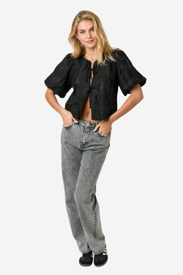 Aska Jacquard Blouse Black