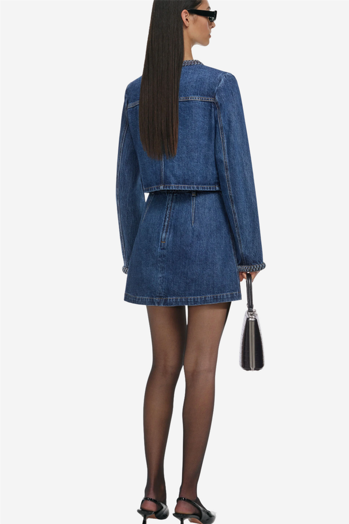 Braided Denim Mini Skirt Blue
