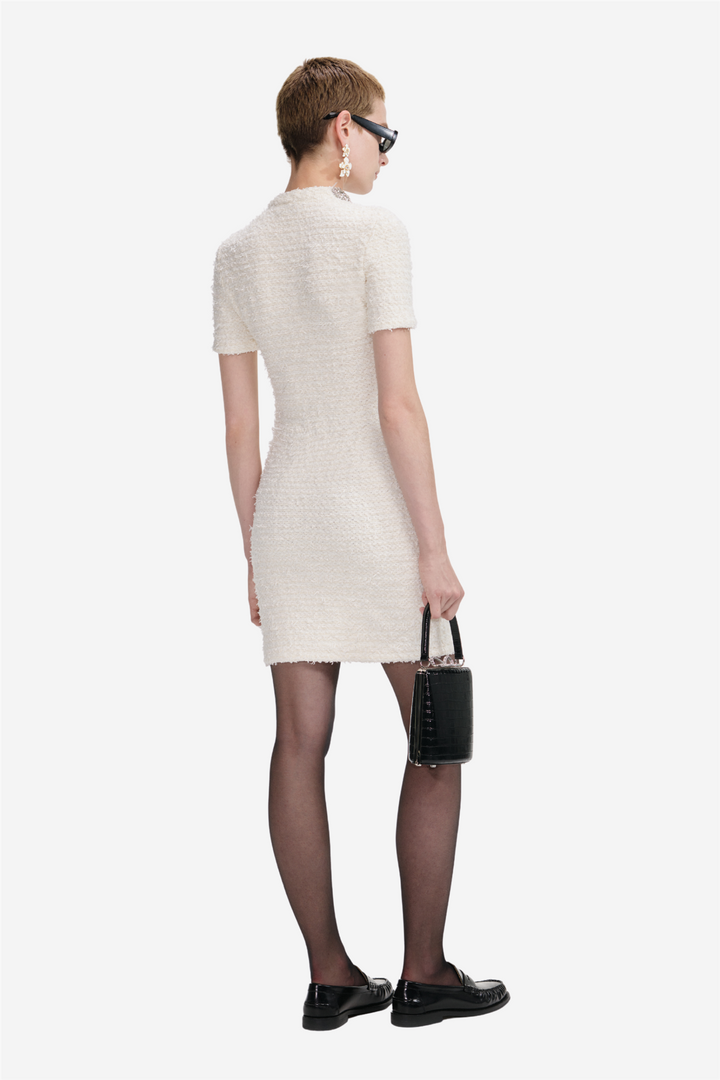 Textured Knit Mini Dress Cream