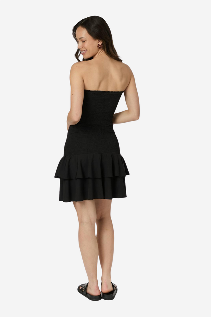 Mikka Solid Smock Dress Black