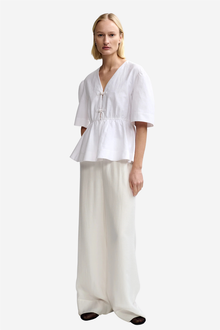 Monic Linen Top White