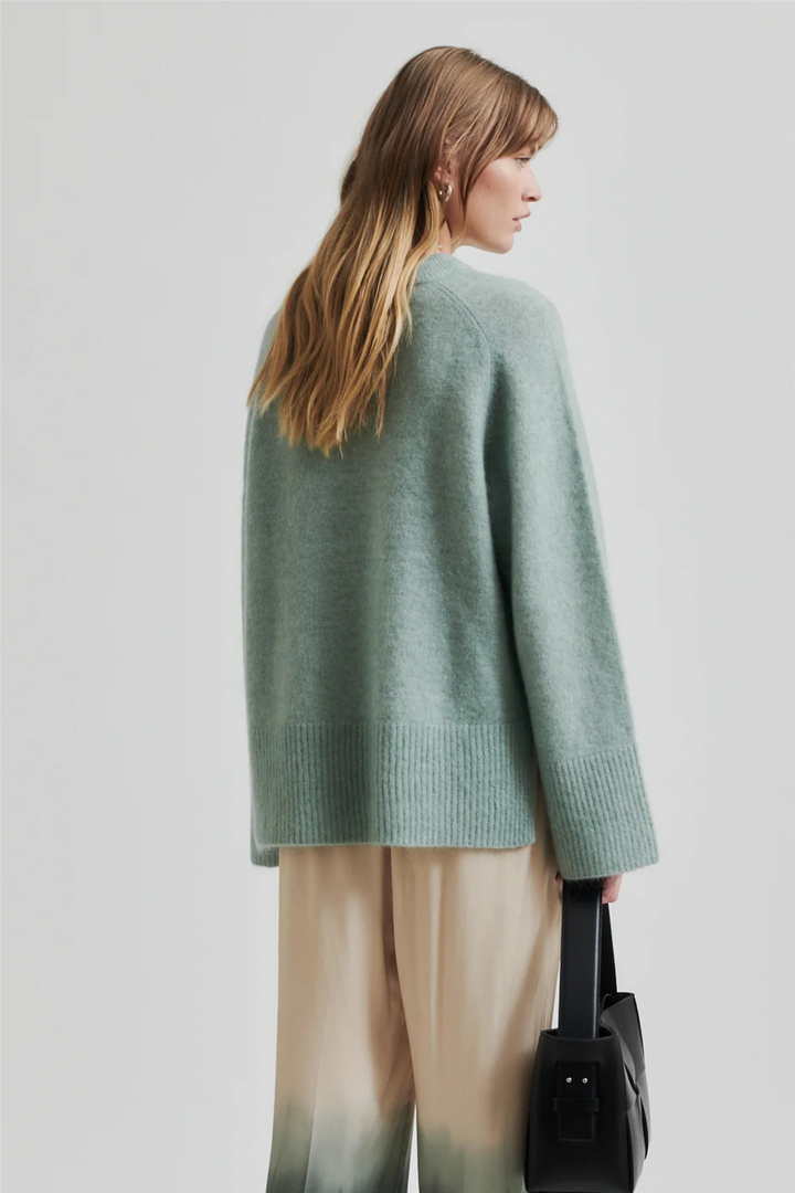 Brookline Knit Raglan O-Neck Slate Green