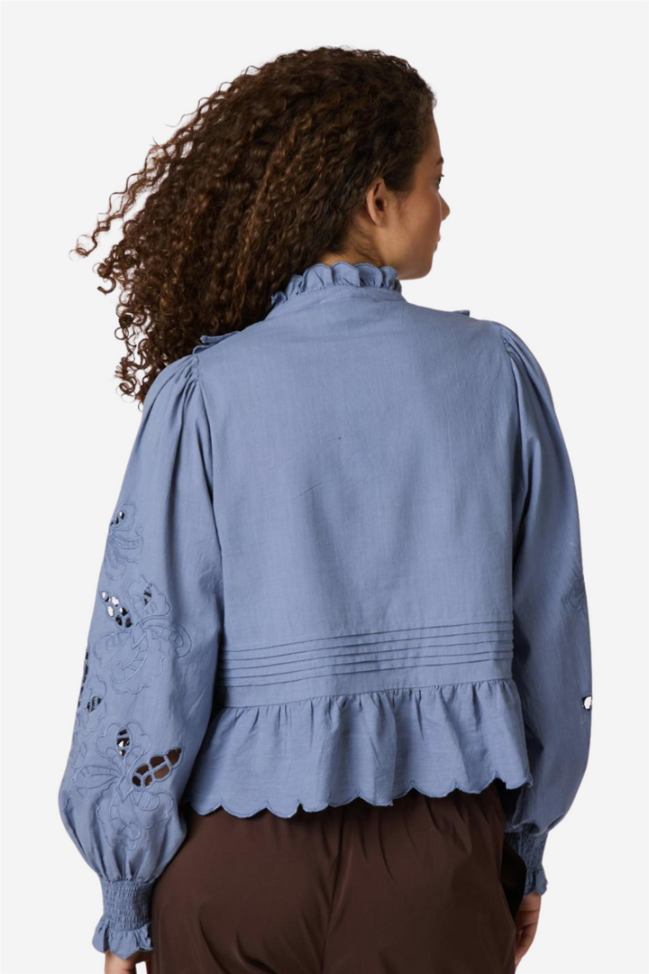 Petrine Embroidery Bloouse Dusty Blue