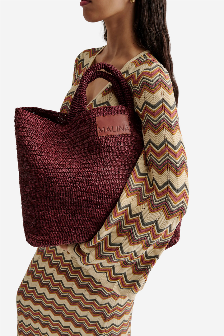 Elsya Raffia Tote Bag Terracotta