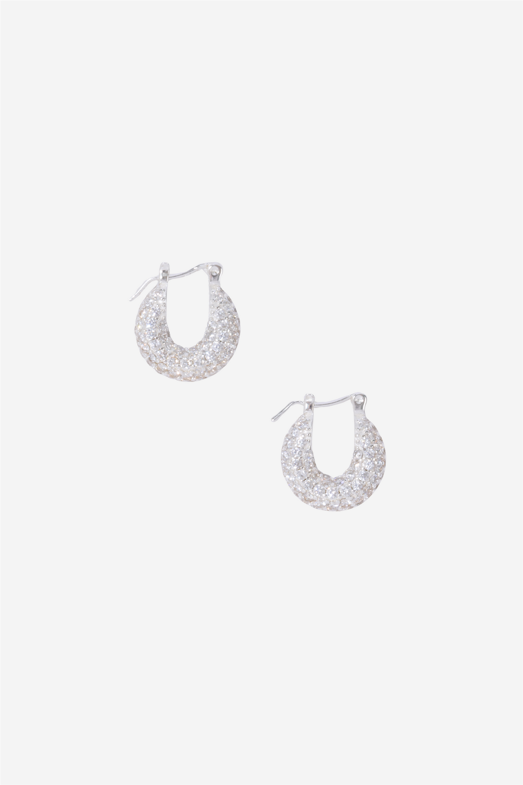 TINY DIAMOND HOOPS SILVER