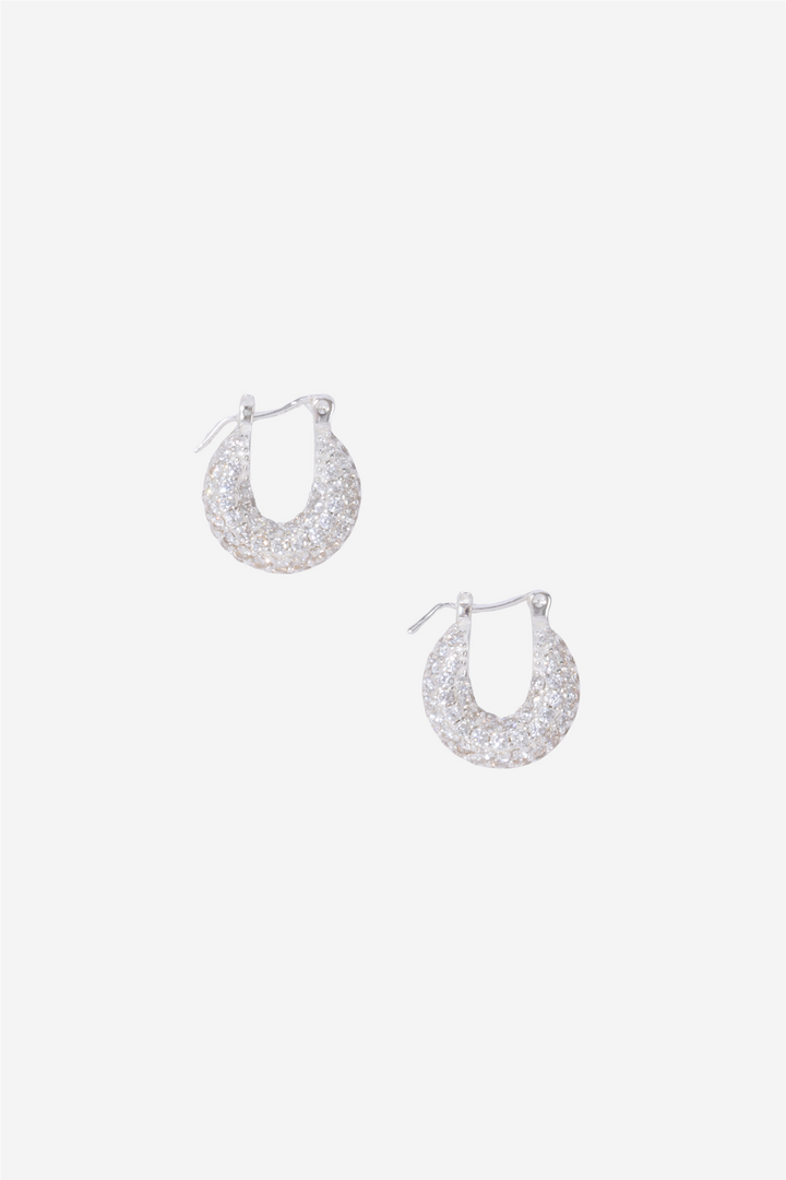 TINY DIAMOND HOOPS SILVER