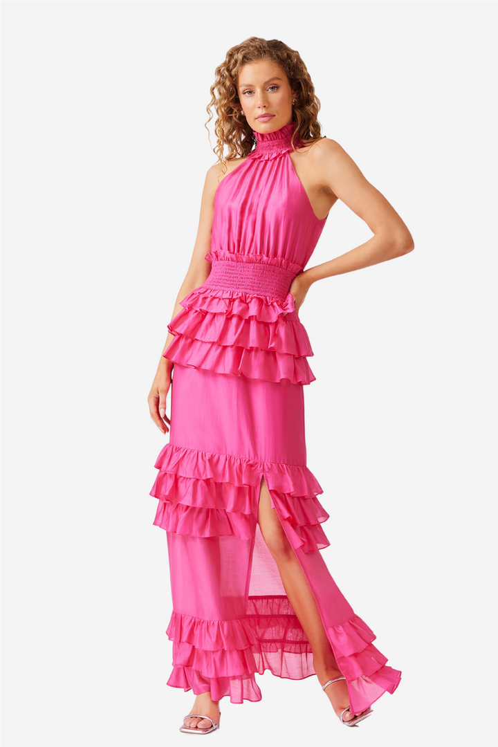 Kalani Halter Maxi Dress Hotpink