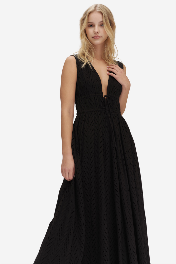 Kathy Herringbone Dress Black