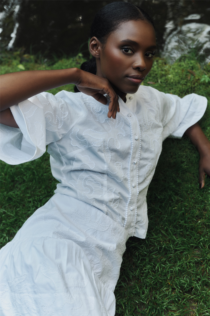Lotte Embroidery Blouse White