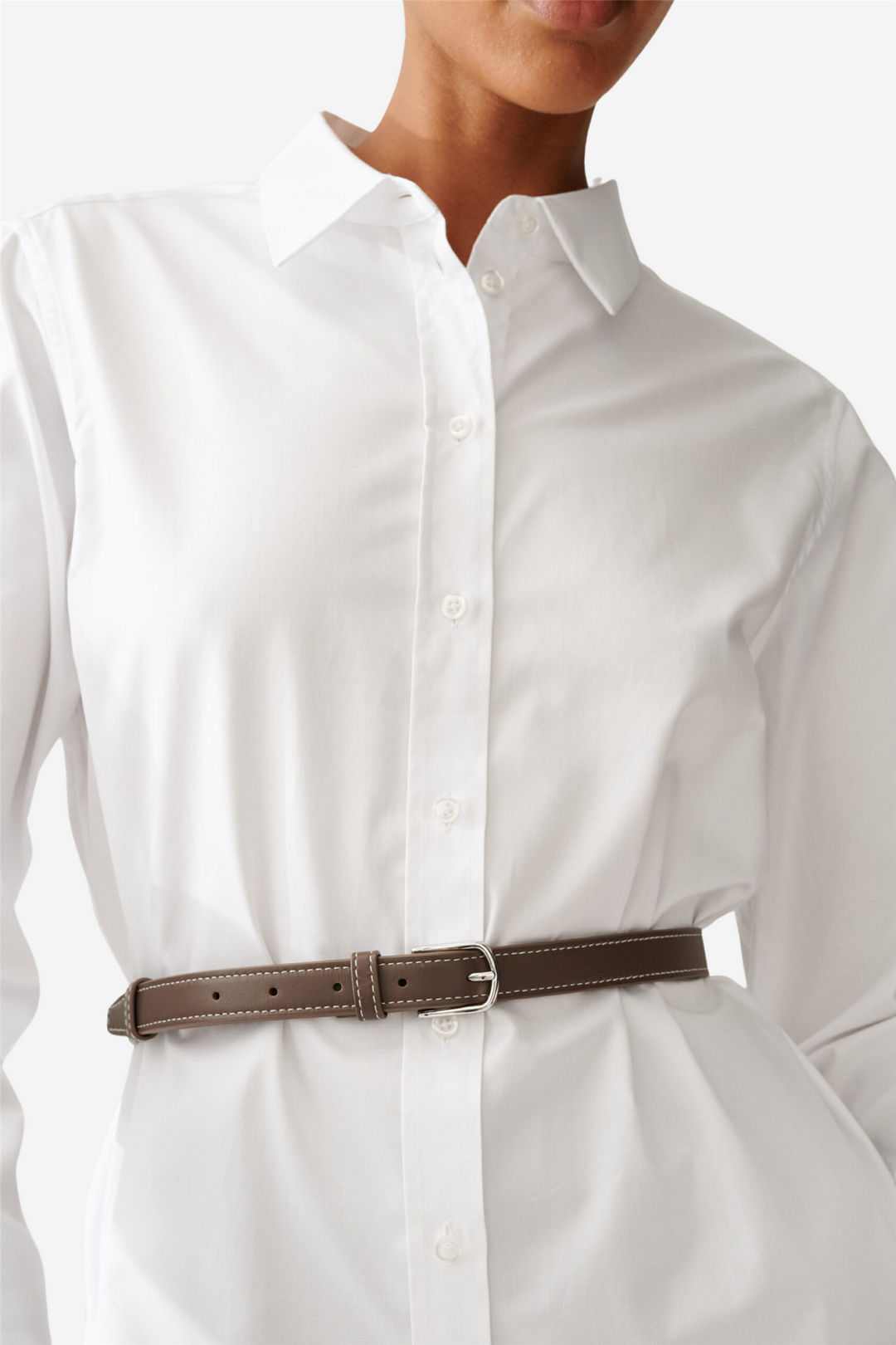 Slim Leather Belt Brown