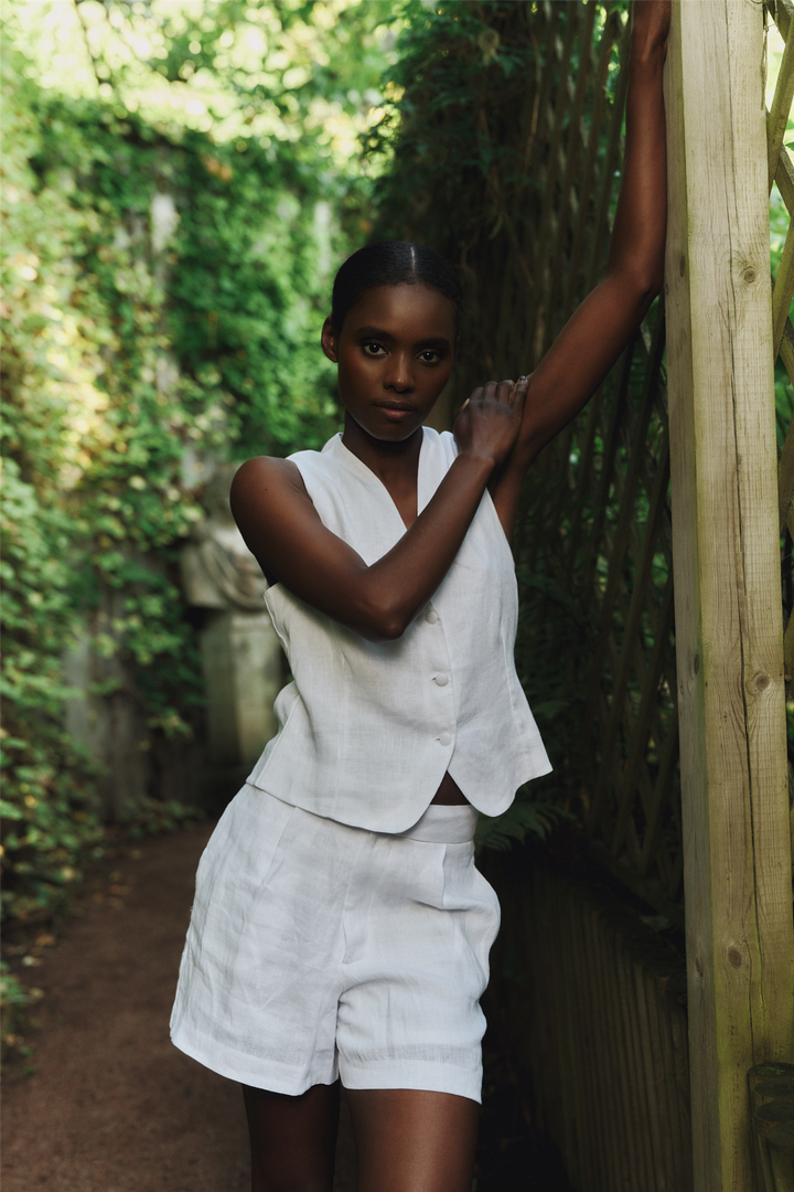 Johanne Linen Vest White