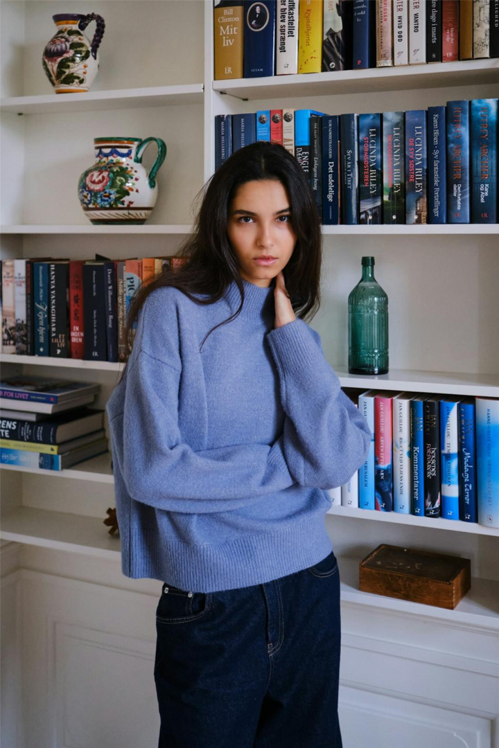 Paulina Knit Blouse Smoke Blue