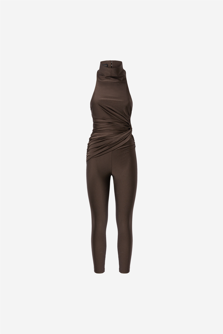 Tatiana Sleeveless Open Back Jumpsuit Brown
